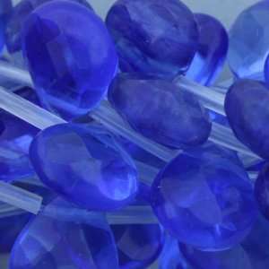 Blue Glass  Drop Faceted Side Drill  12mm Height, 8mm Width, No Grade 