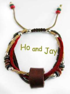 HJ458 Hemp Leather Layer Wrap Wristband Tribal Bracelet  