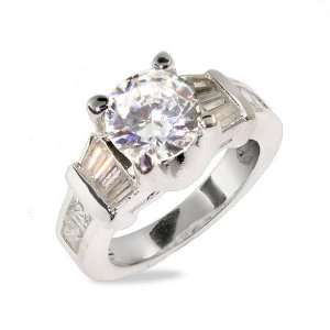 Glamorous Celebrity Style Sterling Silver CZ Engagement Ring Size 6 