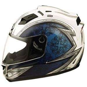  GMax GM68 Crusader Helmet   Large/White/Blue Automotive