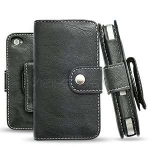  Black Rotary Wallet Belt Clip Case for Apple iPhone 4S / iPhone 