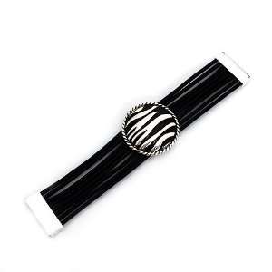   Black Rubber Band with Silver Metal; Magnetic Closure Jewelry