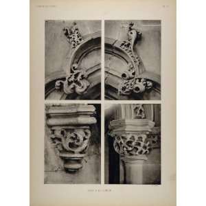 1911 Print Gothic Stone Carving Choir Brou Church   Original Print 