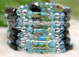    blue Cloisonne Hematite Magnetic Bracelet 5173   