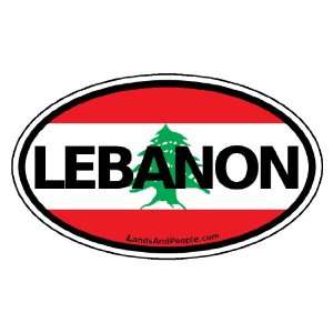 Lebanon Flag Car Bumper Sticker Decal Oval