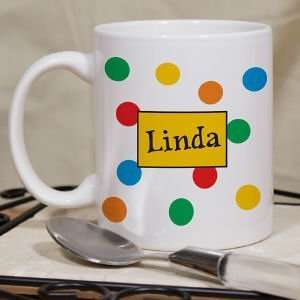  Personalized Polka Dot Name Ceramic Mug: Home & Kitchen