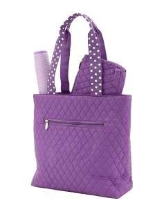 Monogrammed Quilted Diaper Bag 3 Piece Purple & White  