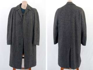   TWEED Pure Scottish Wool OVER COAT Gray Mens 46 (moth damage)  