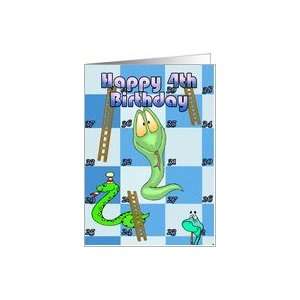  Happy 4th Birthday Snakes and Ladders Card: Toys & Games