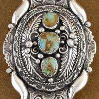 Native American Navajo Tom Ahasteen Sterling Silver #8 Turquoise LRG 