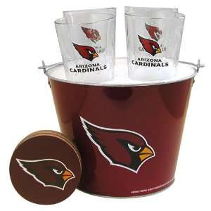  Arizona Cardinals NFL Metal Bucket, Satin Etch Pint Glass 
