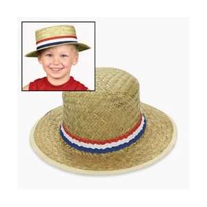  Patriotic Straw Skimmer Hats (1 dozen)   Bulk [Toy 