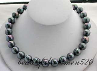 17 14mm peacock black south sea shell pearl necklace  