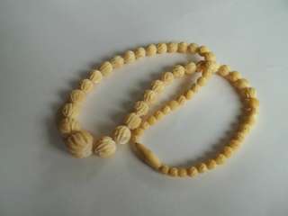 Vintage bone carved beaded necklace,16long,good pre own cnd,  