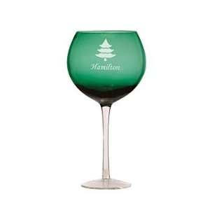  Personalized Tree Holiday Wine Glasses   Green Kitchen 