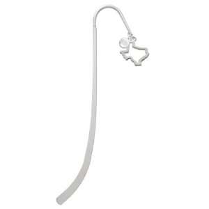  Texas Outline Silver Plated Charm Bookmark with Clear 