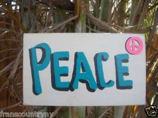 COUNTRY WOOD RUSTIC PRIMITIVE KIDS PEACE SIGNS PLAQUES  