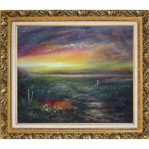  Walk In the Wild Oil Painting, with Ornate Antique Dark 