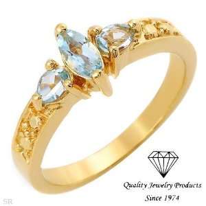 Charming Three stone Ring With 0.75ctw Genuine Topazes Made in 14K/925 