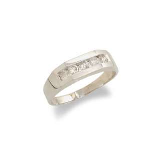 JewelryCastle 14K White Gold Mens Diamond Wedding Band Size 11.5