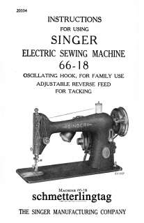 Singer Sewing Machine Manual 66 18 Book c1945 DPT  