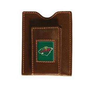  Minnesota Wild Brown Leather Money Clip with Cardholder 