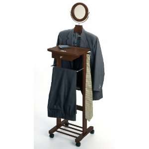  Winsome Wood Valet Stand with Mirror in Antique Walnut 