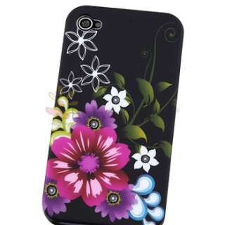 Rose Red/Purple Flower Rubber Coated Snap on Hard Case Cover for 