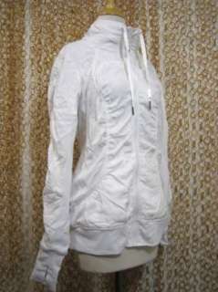 LULULEMON White Ruched Flattering Zip Up Running Jacket Womens sz 10 