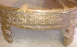 BEAUTIFUL INDONESIAN CARVED ROUND WOOD COFFEE TABLE  