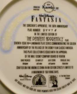 Walt Disneys Fantasia Movie Collector Plate The Penitent Aprentice 