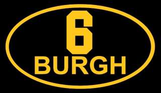 Pittsburgh Steelers 6 BURGH Oval 4 inch Sticker Decal  