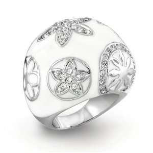   Jewelry White Enamel Pave CZ Large Snowflake Fashion Ring: Jewelry