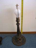 Antique Feltman Curme Slag/Reverse Ptd Shade Lamp Base  