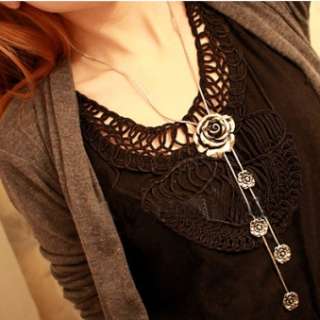   Roses Tassels Long Chain Pendent Necklace Free Shipping One PCS  