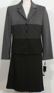 NWT TAHARI Gray Colorblock Str Ponte Knit Skirt Suit 14  