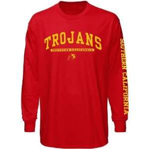 NCAA USC Trojans Cardinal Mascot Bar Long Sleeve T shirt  
