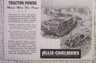 1945 WWII OLD AD ALLIS CHALMERS MILITARY M 6 TRACTOR  