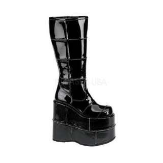  Tall Stacked Black Kiss Wedge Platform Boot   Mens 11 