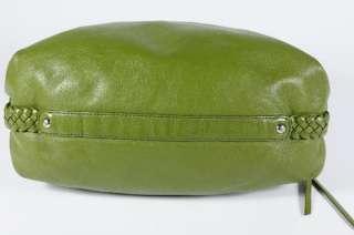 Banana Republic Avocado Green Leather Hobo Shoulder Bag Silvertone 