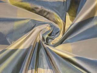 Silk Taffeta Fabric Blue & sand gold colour plaids 54  