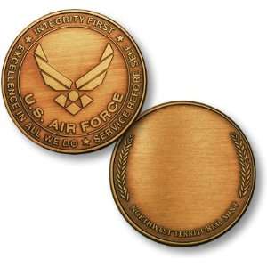  Air Force Emblem   Wreath Bronze Antique Challenge Coin 