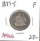 1877 s seated liberty quarter dollar fine a966  