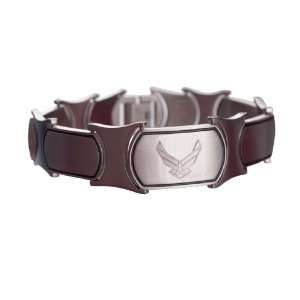   Steel Mens US Air Force Bracelet with Embossed Emblem Jewelry