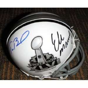 Eli Manning & Tom Brady Autographed Signed Super Bowl XLVI White Mini 