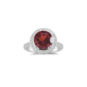  0.99 Cts Diamond & 4.42 Cts Garnet Ring in 14K White Gold 