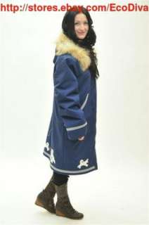 YUKON WHITEHORSE BLUE WOOL ESKIMO PARKA HOODED fur COAT & LINER! M 