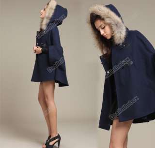 Women Unique Poncho Button Fashion Hood Winter Coat Jacket Outerwear 