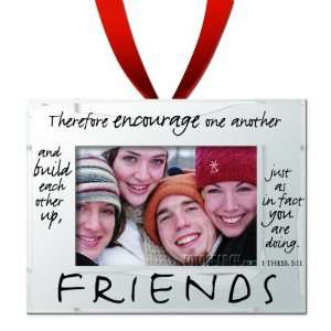 Friends, Christmas Ornament Frame Gift w/ Red Ribbon 