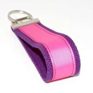   Stripe 6   Purple   Fabric Keychain Key Fob Ring Wristlet Automotive